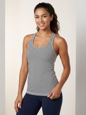 lululemon athletica Black & White Striped Racerback Tank